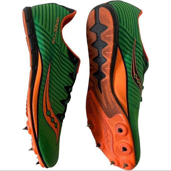 Saucony Vendetta 2 Mens Slime Orange Running Cleats Spikes Sz 9M S29047-1 main image 9